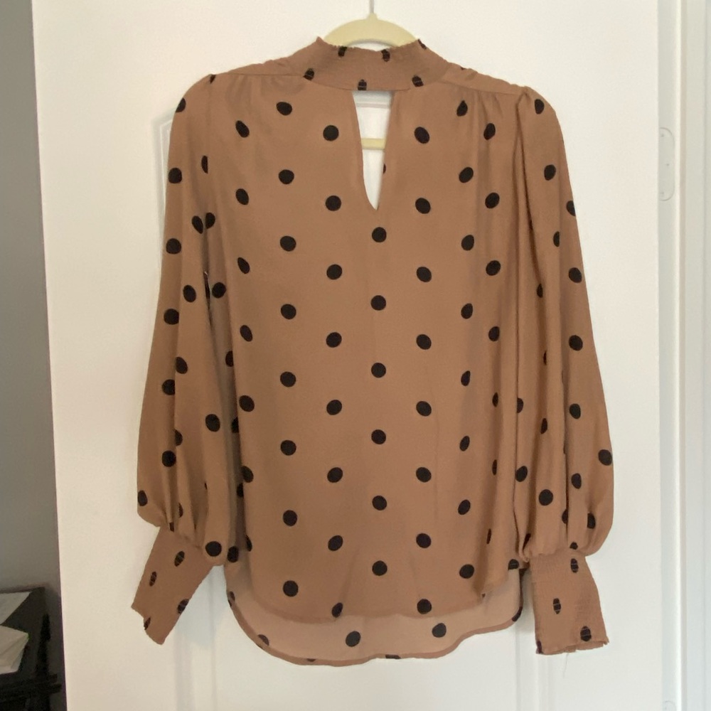 New York & Co. | Tan Polka Dot Blouse